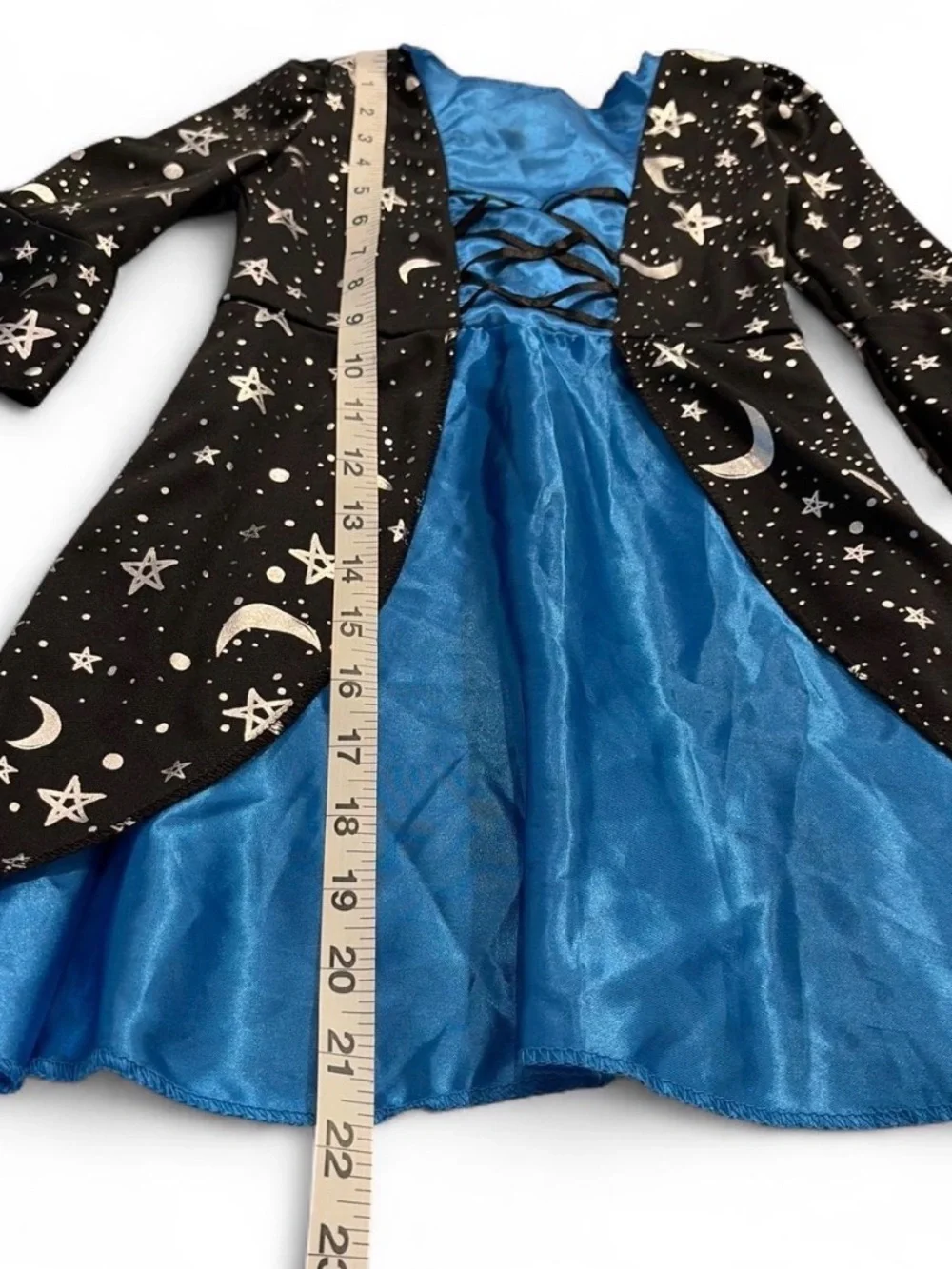 Blue & Black Starry Witch Costume Dress for Kids Sz T3 in excellent condition